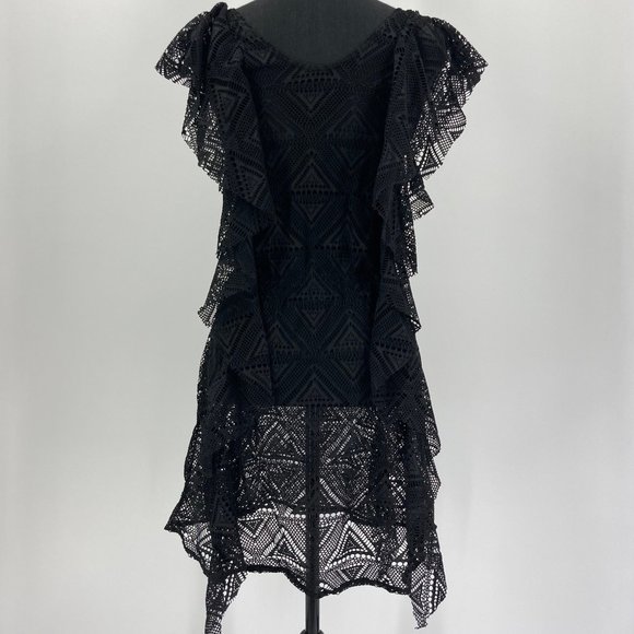 Crochet Swimsuit Cover Up Beach Dress Black S/M - Picture 4 of 4